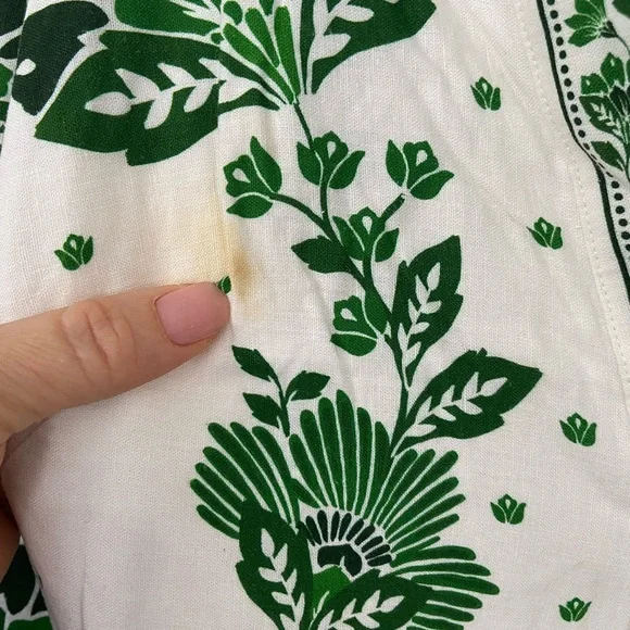 FARM Rio White Maxi Dress with Green Floral Print size small Flaw - Picture 5 of 7